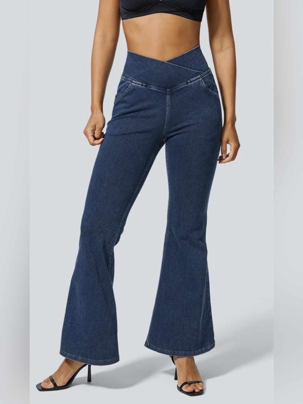 Halara Flex™ High Waisted Crossover Pocket Washed Casual Jeans